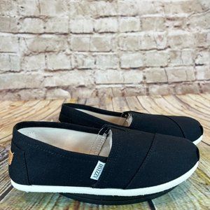 Hsyzzy Women's Solid Black Canvas Wrapped Slip On Casual Flats Loafers Size 7